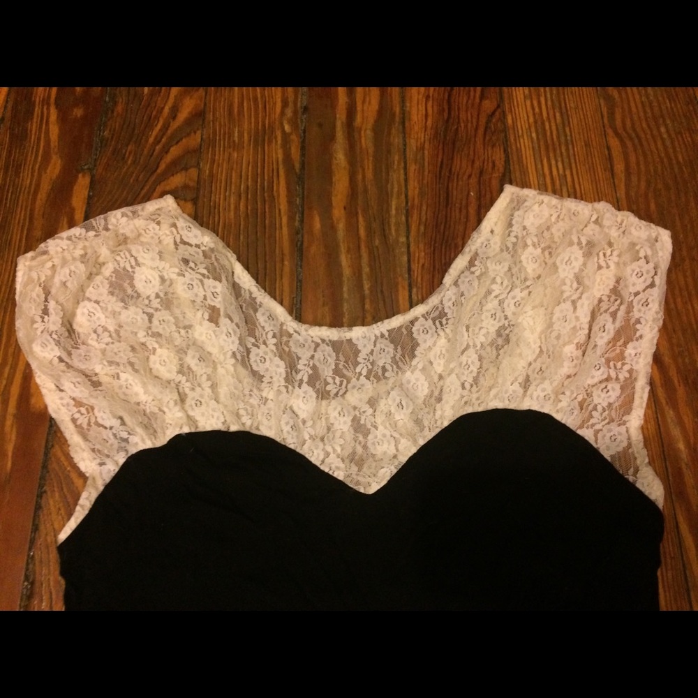 Topshop Lacy Little Black Dress - Picture 2 of 7